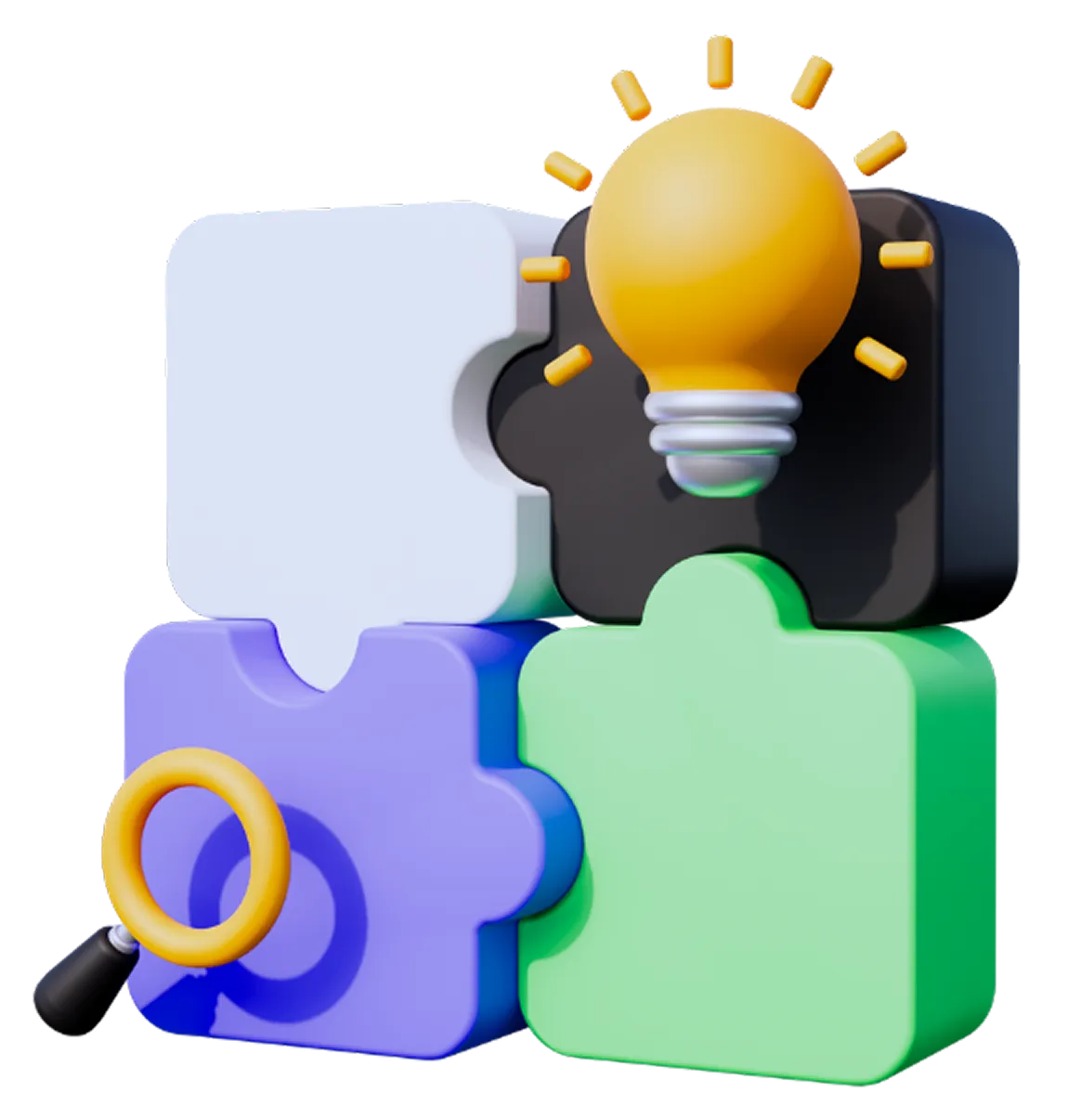 A light bulb sitting on top of a pile of colorful blocks.