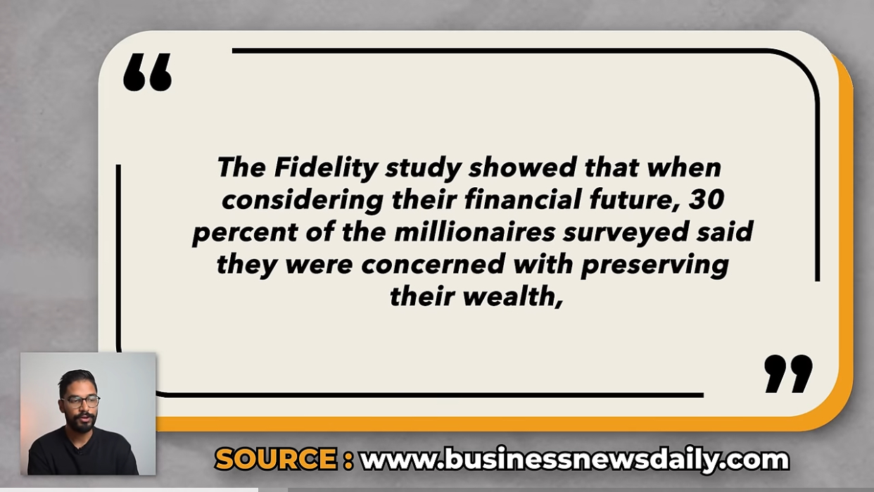 30% of millionaires were concerned about preserving their wealth