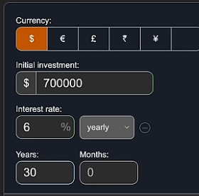 Calculating the initial investment with 6% average growth over 30 years