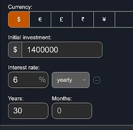 Calculation of initial investment looked $1.4 million with 6% growth rate