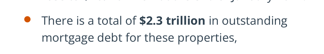  $2.3 trillion mortgage debt for properties