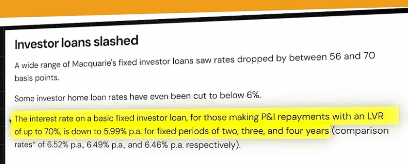 Interest rate on a basic fixed investor loan explanation