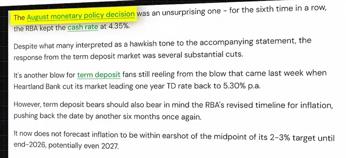 August monetary policy decision
