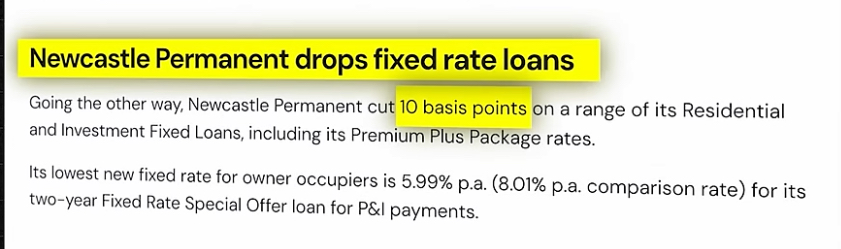 Newcastle permanent drops fixed rate loans