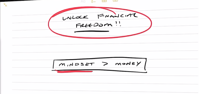  Hand written statement that indicates ‘unluck financial freedom!!’