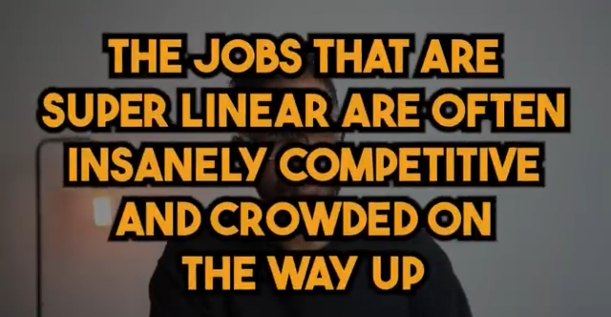 Super linear jobs are often competitive and crowded on the way up