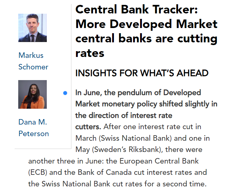 Central Bank Tracker: More Developed Market central banks are cutting rates