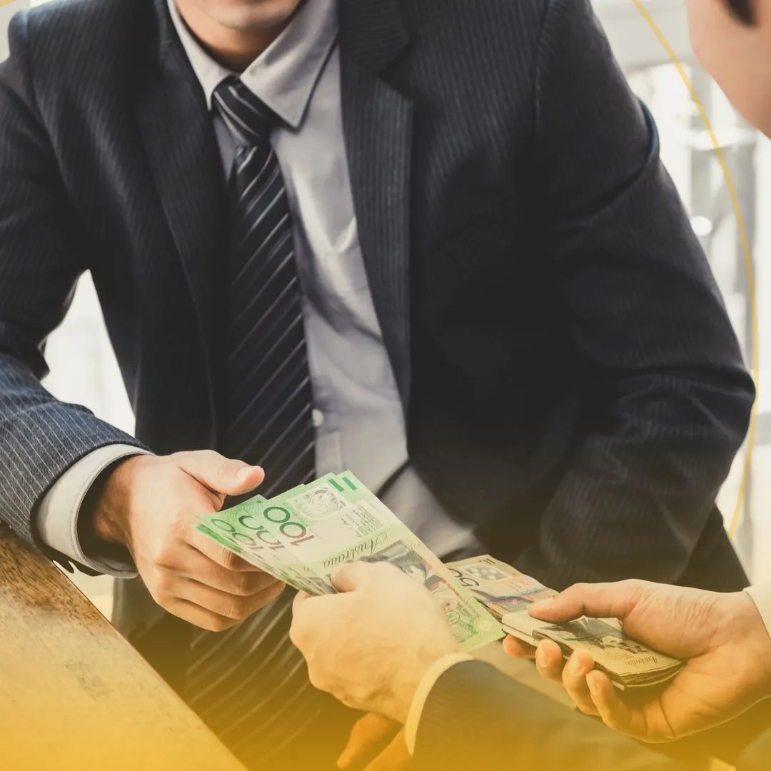 man handling money