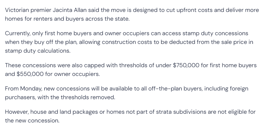 A screenshots of Denise’s post about victoria cuts stamp duty