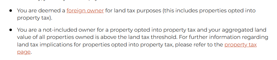 Additional information that you are required to pay land tax