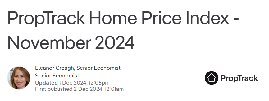 PropTrack home Price Index - November 2024