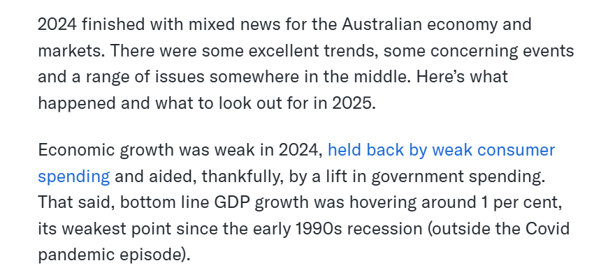Australia's 2024 economy summary and 2025 outlook