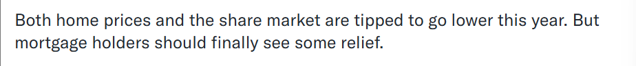 text about falling home prices and mortgage relief