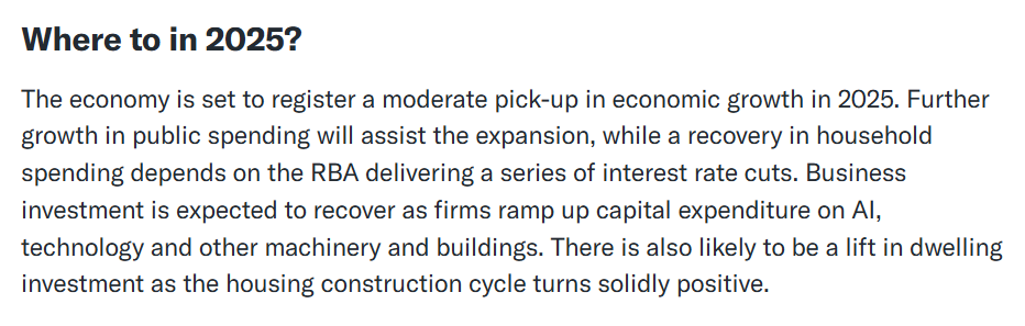 Stephen Koukoulas economic forecast for 2025