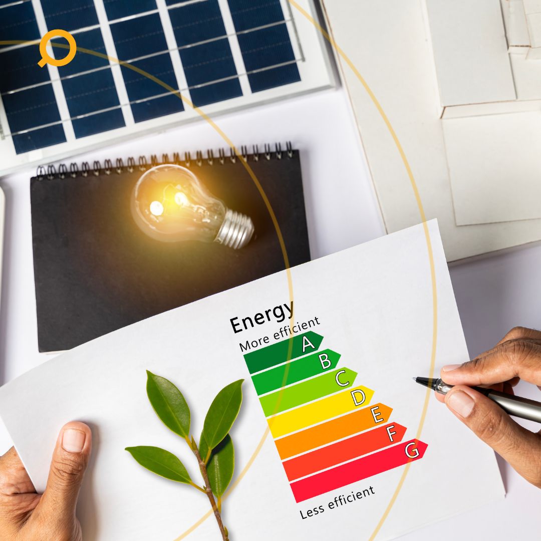 Promotional graphic with Search Property logo, featuring an energy efficiency rating chart and a glowing lightbulb, with text overlay: "Why Buyers Are Willing to Pay More for Energy-Efficient Homes?" and a "Read More" button.