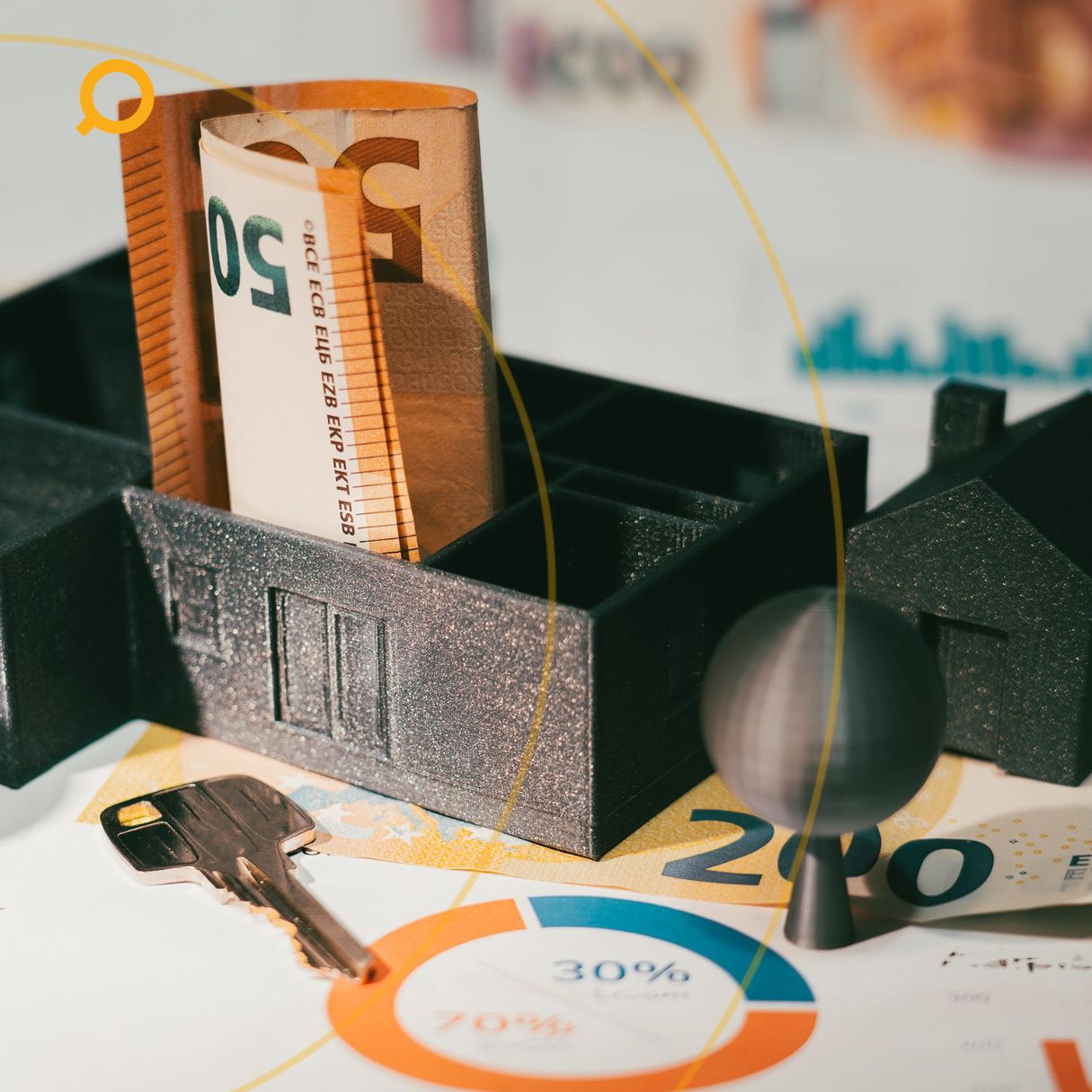 Miniature houses beside a key and cash, showing that strategy matters more than having one million dollars when starting your property investment journey.