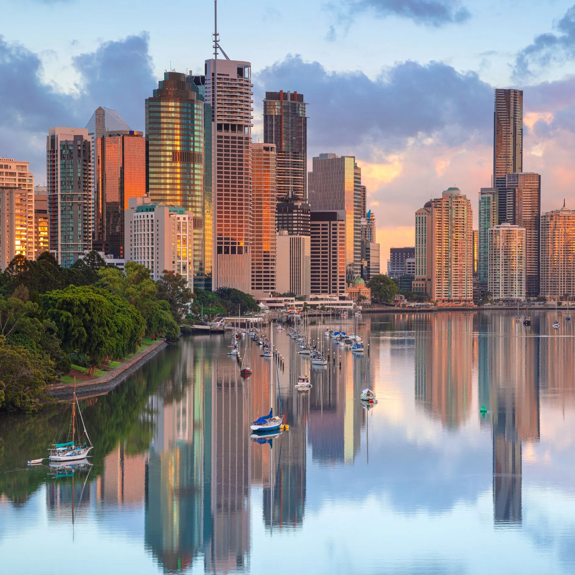 A view of a city from across the water.